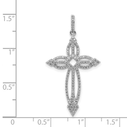 14K Weißgold Anhänger mit 0,33 ct. echten Diamanten, Fantasie-Kreuz-Design
