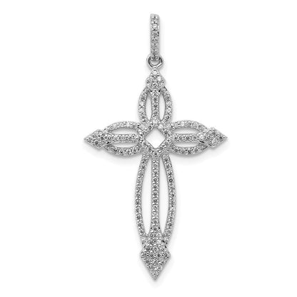 14K Weißgold Anhänger mit 0,33 ct. echten Diamanten, Fantasie-Kreuz-Design