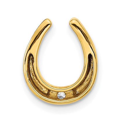14K Gelbgold Poliert Fantasie Echt Diamant Kette Anhänger