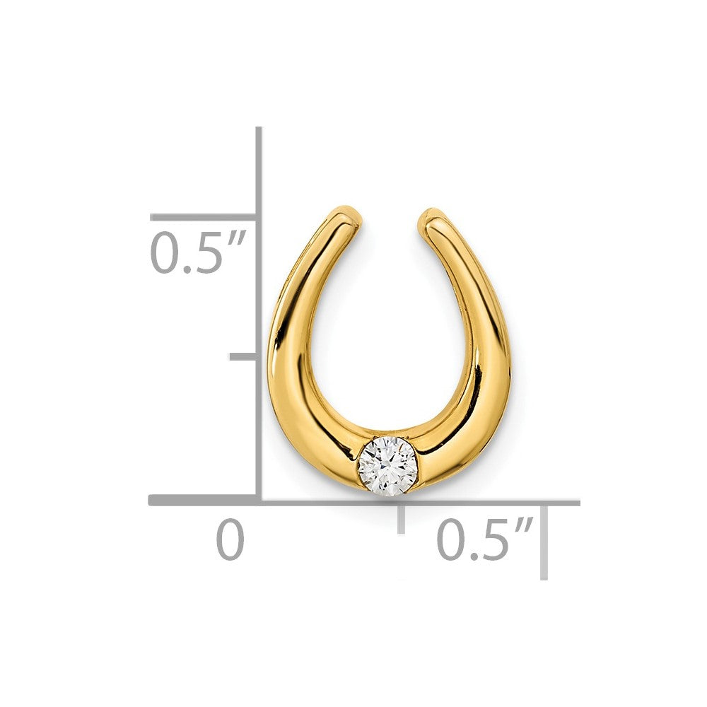 14K Gelbgold Poliert Fantasie Echt Diamant Kette Anhänger