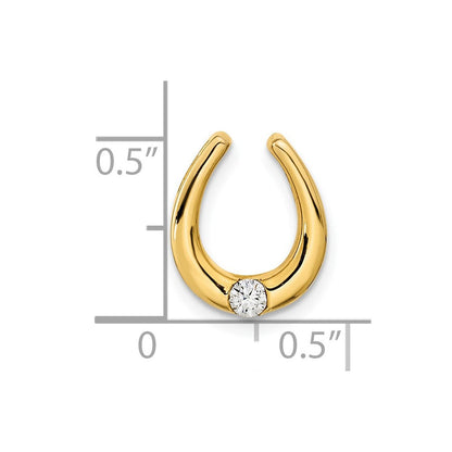 14K Gelbgold Poliert Fantasie Echt Diamant Kette Anhänger