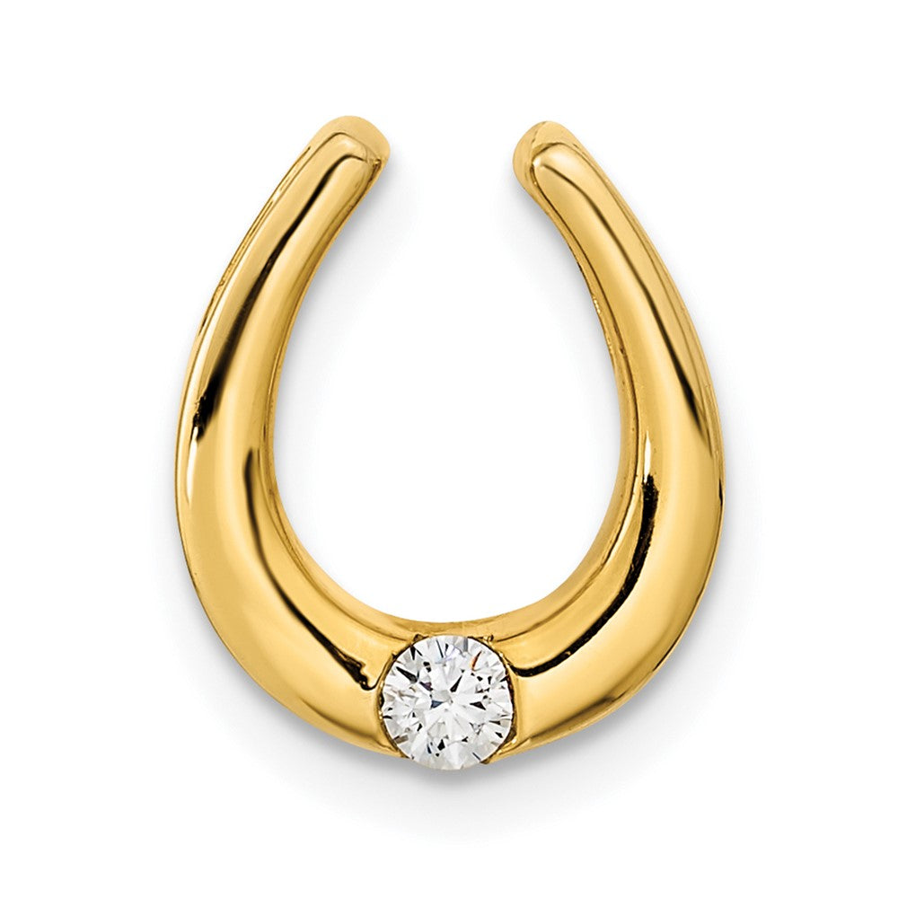 14K Gelbgold Poliert Fantasie Echt Diamant Kette Anhänger