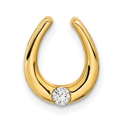 14K Gelbgold Poliert Fantasie Echt Diamant Kette Anhänger