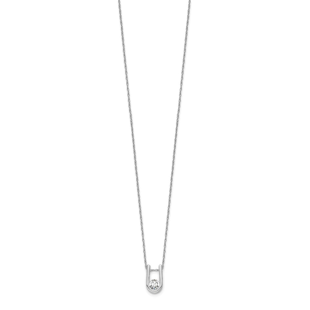 14K Weißgold 0,33 ct. Laborgezüchteter Diamant VS/SI+ G+ 18 Zoll U-Form-Anhänger-Halskette