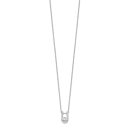 14K Weißgold 0,33 ct. Laborgezüchteter Diamant VS/SI+ G+ 18 Zoll U-Form-Anhänger-Halskette