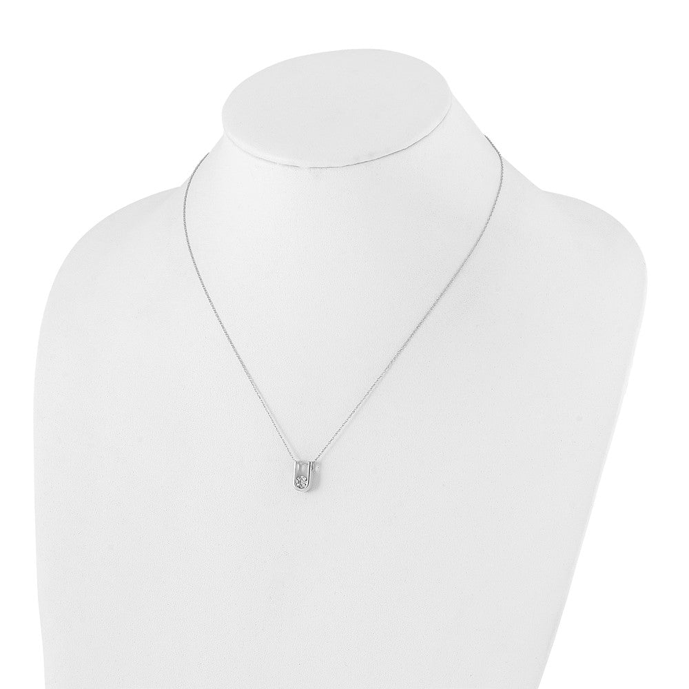 14K Weißgold 0,33 ct. Laborgezüchteter Diamant VS/SI+ G+ 18 Zoll U-Form-Anhänger-Halskette