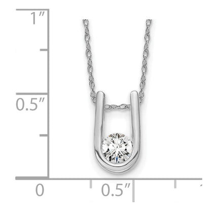 14K Weißgold 0,33 ct. Laborgezüchteter Diamant VS/SI+ G+ 18 Zoll U-Form-Anhänger-Halskette