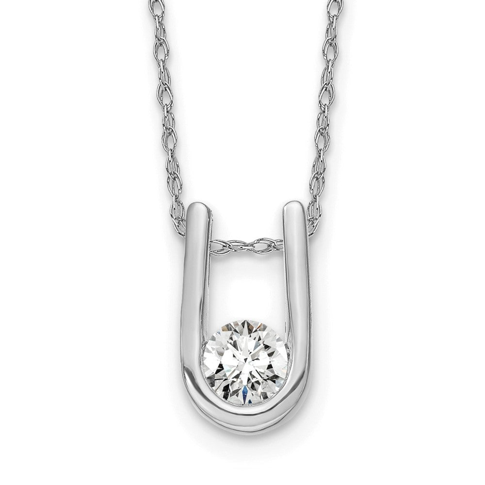 14K Weißgold 0,33 ct. Laborgezüchteter Diamant VS/SI+ G+ 18 Zoll U-Form-Anhänger-Halskette