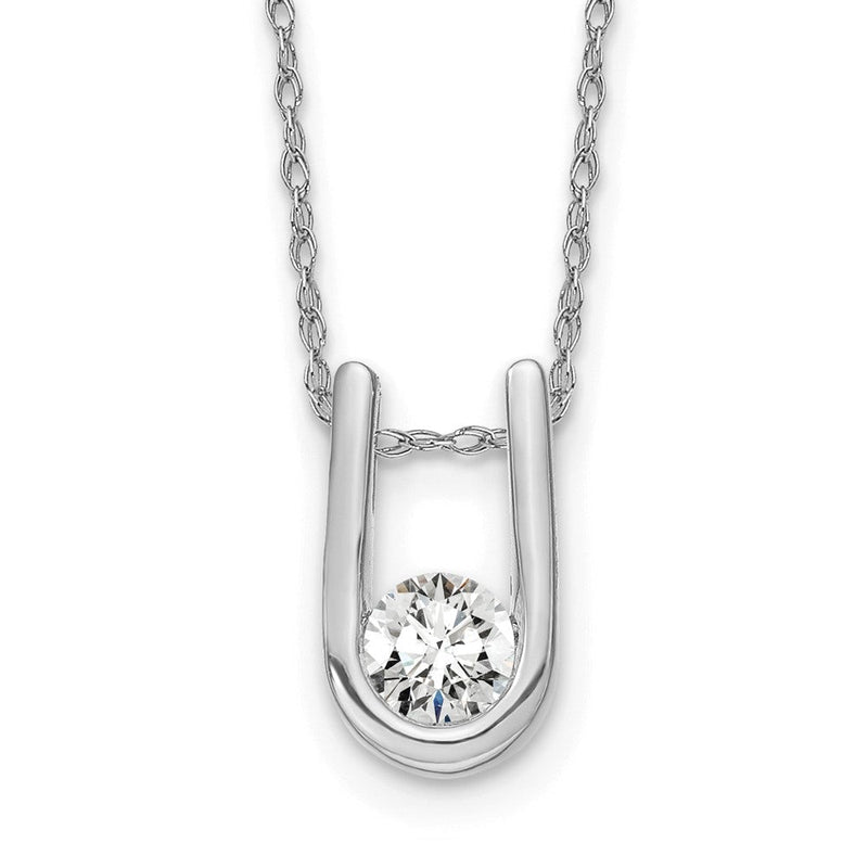 14K Weißgold 0,33 ct. Laborgezüchteter Diamant VS/SI+ G+ 18 Zoll U-Form-Anhänger-Halskette