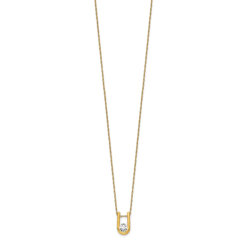 14K Gelbgold Halskette mit U-förmigem Anhänger mit 0,33 ct. Laborgezüchteten Diamanten, VS/SI+ G+, 45,7 cm (18 Zoll)
