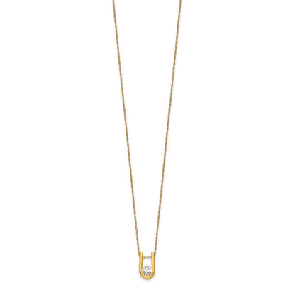 14K Gelbgold Halskette mit U-förmigem Anhänger mit 0,33 ct. Laborgezüchteten Diamanten, VS/SI+ G+, 45,7 cm (18 Zoll)