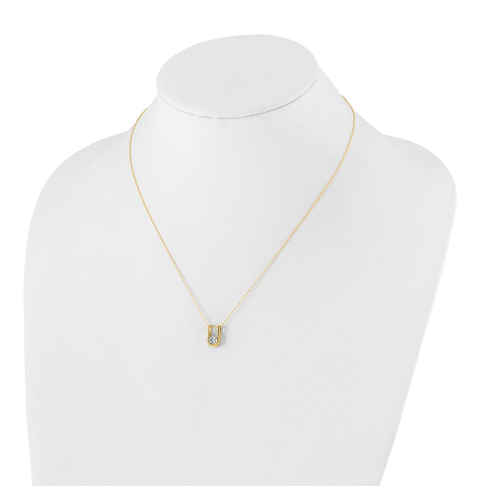 14K Gelbgold Halskette mit U-förmigem Anhänger mit 0,33 ct. Laborgezüchteten Diamanten, VS/SI+ G+, 45,7 cm (18 Zoll)