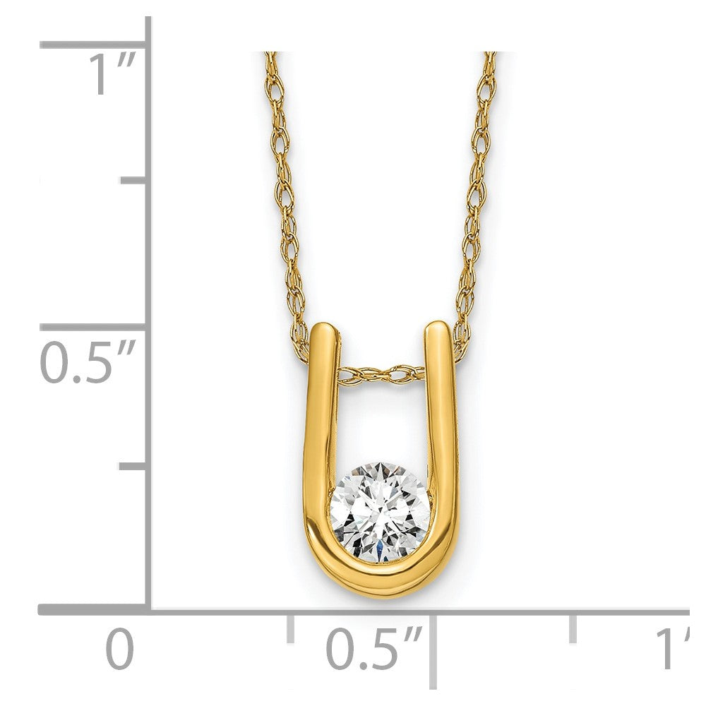 14K Gelbgold Halskette mit U-förmigem Anhänger mit 0,33 ct. Laborgezüchteten Diamanten, VS/SI+ G+, 45,7 cm (18 Zoll)