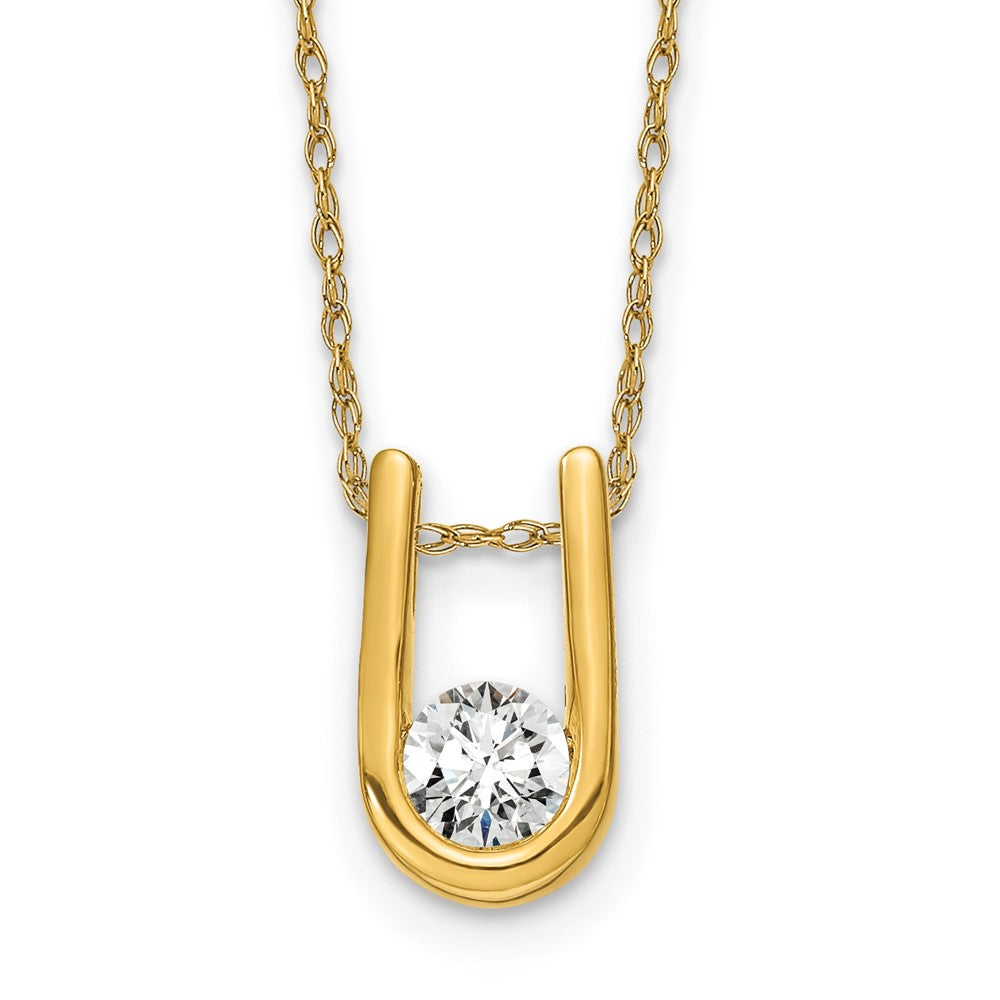 14K Gelbgold Halskette mit U-förmigem Anhänger mit 0,33 ct. Laborgezüchteten Diamanten, VS/SI+ G+, 45,7 cm (18 Zoll)