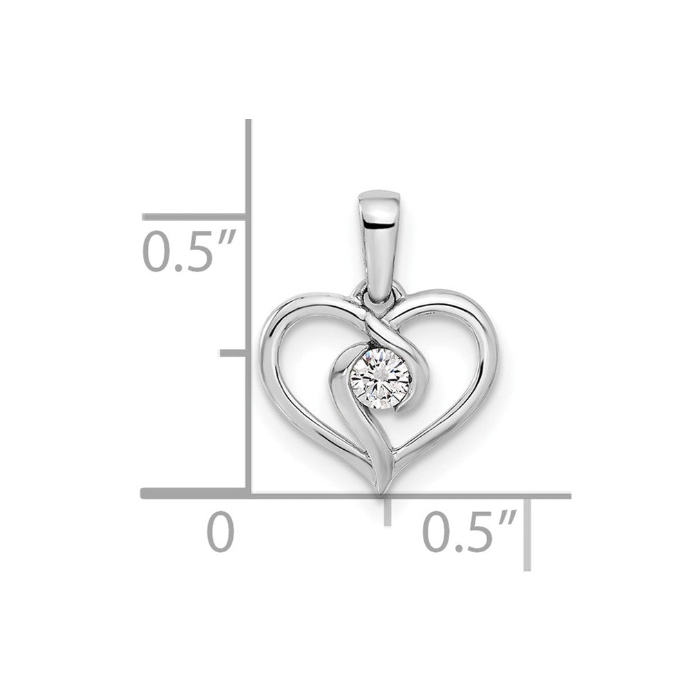 14K Weißgold Herzanhänger mit 0,1 ct. Labordiamant VS/SI+ G+