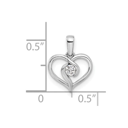 14K Weißgold Herzanhänger mit 0,1 ct. Labordiamant VS/SI+ G+