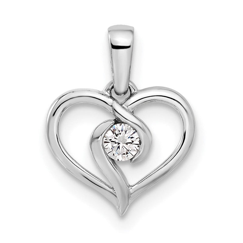 14K Weißgold Herzanhänger mit 0,1 ct. Labordiamant VS/SI+ G+