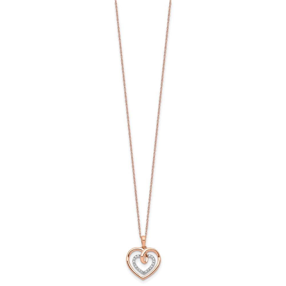 14K Bicolor Weiß- und Roségold Herz-Anhänger-Halskette mit 0,10 ct. im Labor gezüchteten Diamanten VS/SI+ G+, 18 Zoll
