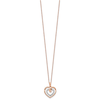 14K Bicolor Weiß- und Roségold Herz-Anhänger-Halskette mit 0,10 ct. im Labor gezüchteten Diamanten VS/SI+ G+, 18 Zoll