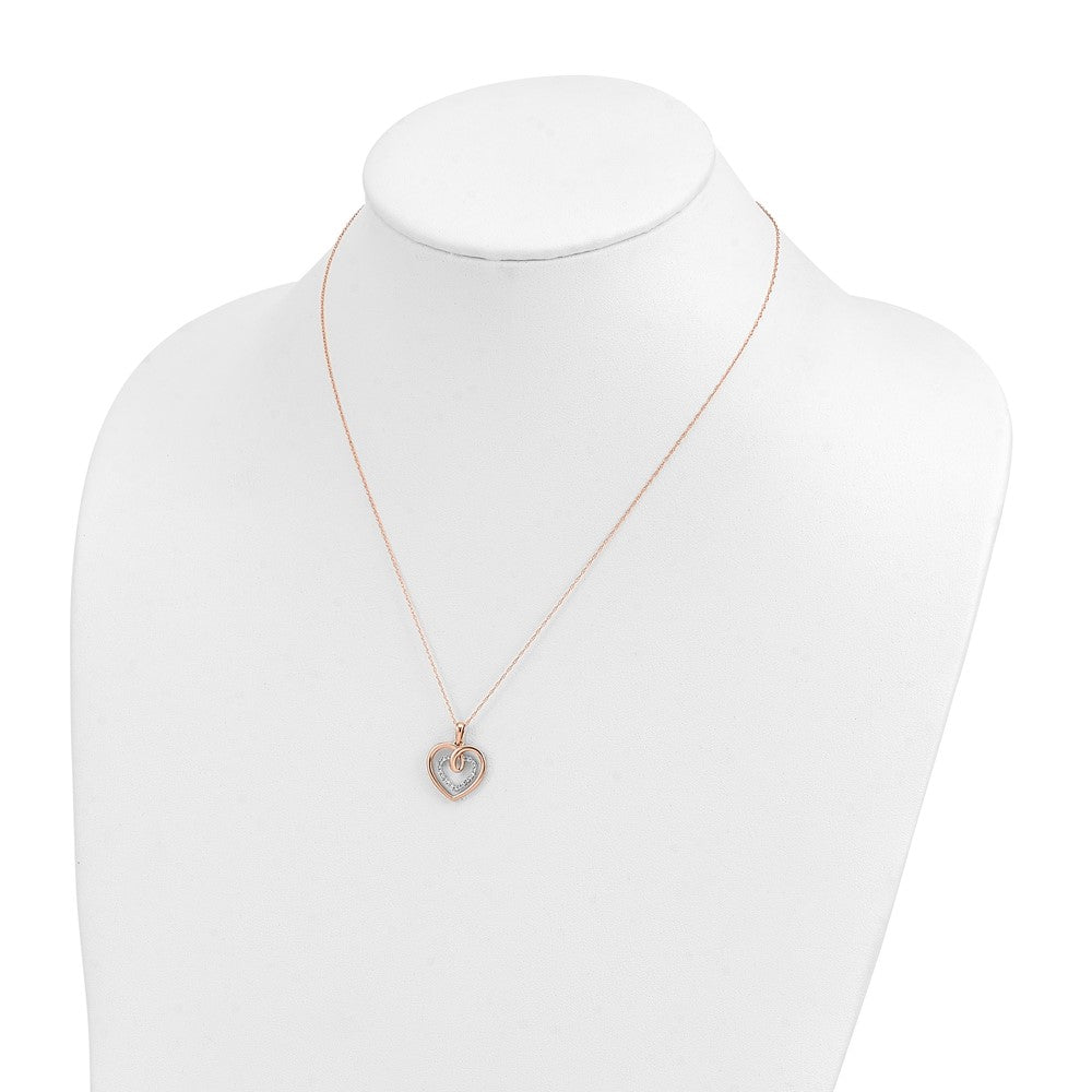 14K Bicolor Weiß- und Roségold Herz-Anhänger-Halskette mit 0,10 ct. im Labor gezüchteten Diamanten VS/SI+ G+, 18 Zoll