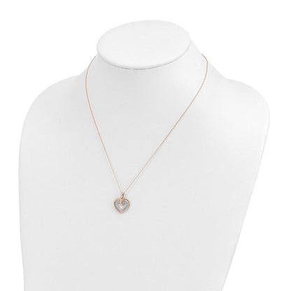 14K Bicolor Weiß- und Roségold Herz-Anhänger-Halskette mit 0,10 ct. im Labor gezüchteten Diamanten VS/SI+ G+, 18 Zoll
