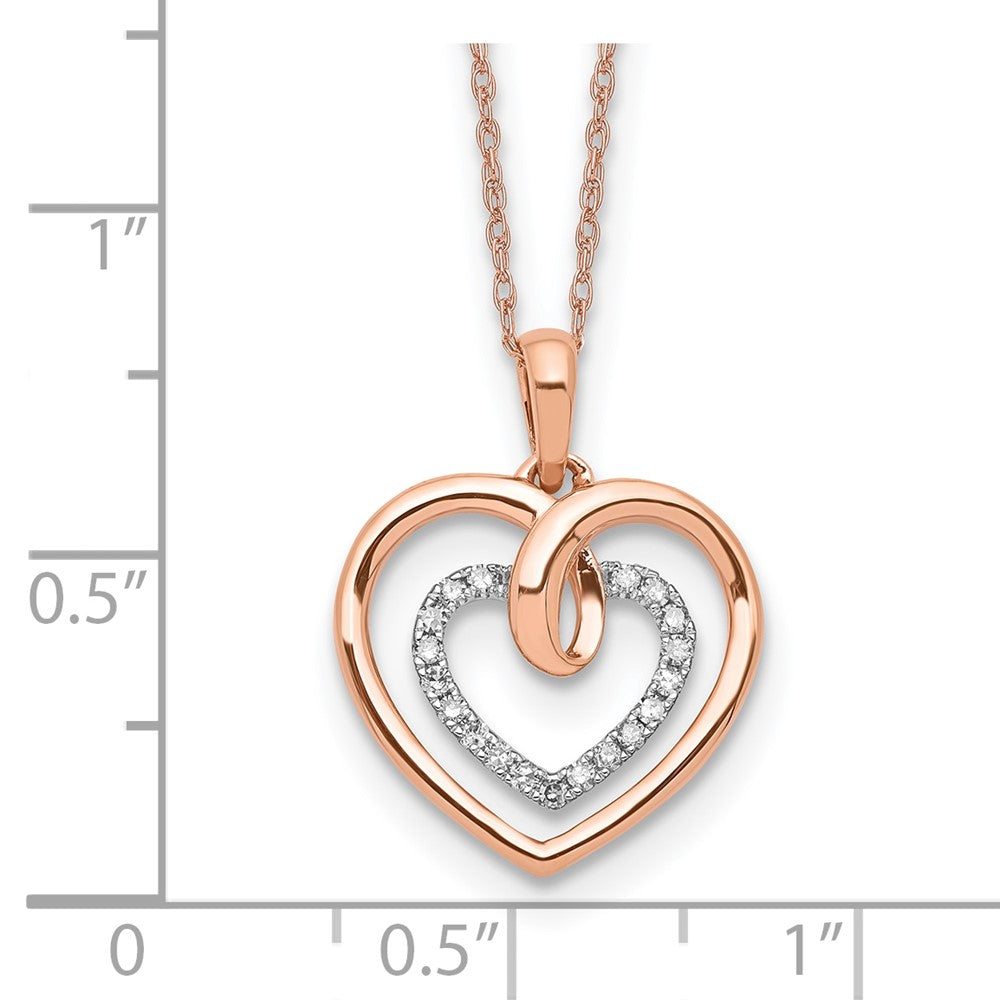 14K Bicolor Weiß- und Roségold Herz-Anhänger-Halskette mit 0,10 ct. im Labor gezüchteten Diamanten VS/SI+ G+, 18 Zoll