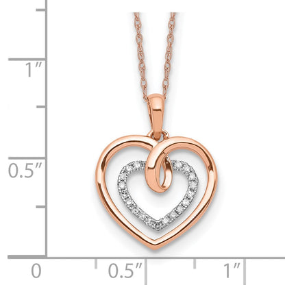 14K Bicolor Weiß- und Roségold Herz-Anhänger-Halskette mit 0,10 ct. im Labor gezüchteten Diamanten VS/SI+ G+, 18 Zoll