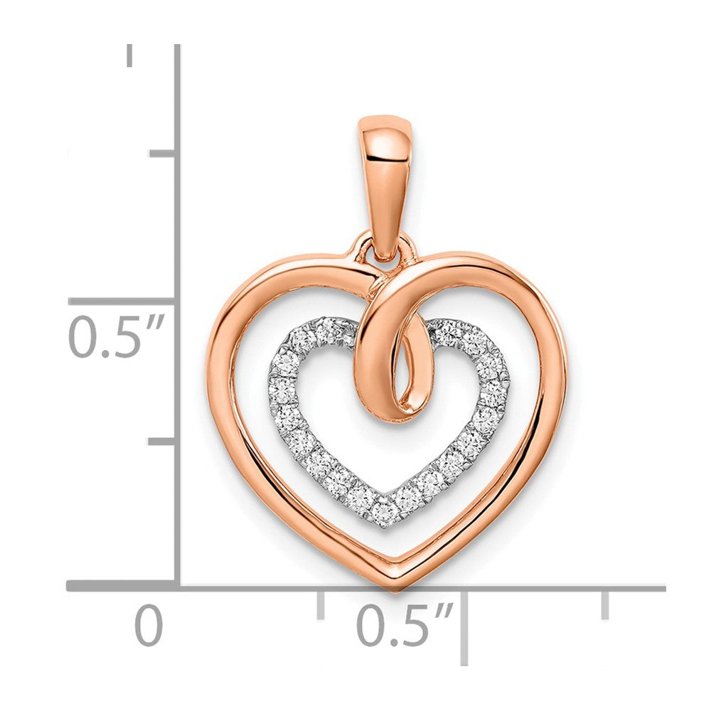 14K Bicolor Gold Herz-Anhänger mit Weiß- und Rosé-Akzenten und echten Diamanten