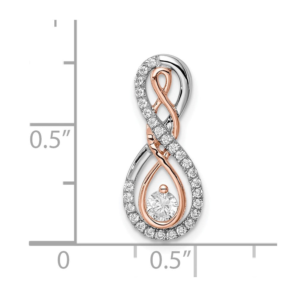 14K Bicolor Gold Weiß und Rose Unendlichkeit Echt Diamant Kette Anhänger