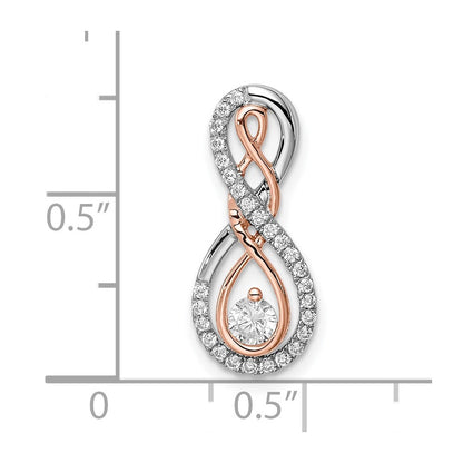 14K Bicolor Gold Weiß und Rose Unendlichkeit Echt Diamant Kette Anhänger