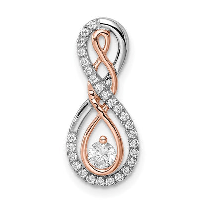 14K Bicolor Gold Weiß und Rose Unendlichkeit Echt Diamant Kette Anhänger