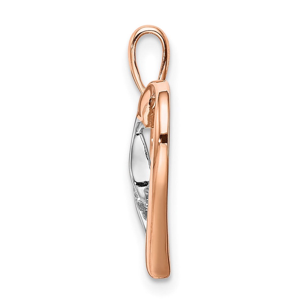 14K Bicolor Gold Herz-Anhänger mit echten Diamanten in Weiß und Rosé