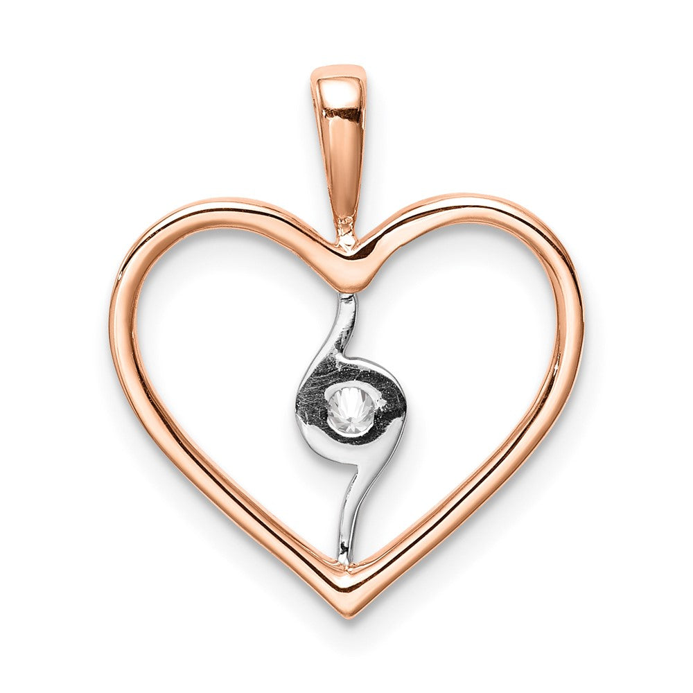 14K Bicolor Gold Herz-Anhänger mit echten Diamanten in Weiß und Rosé