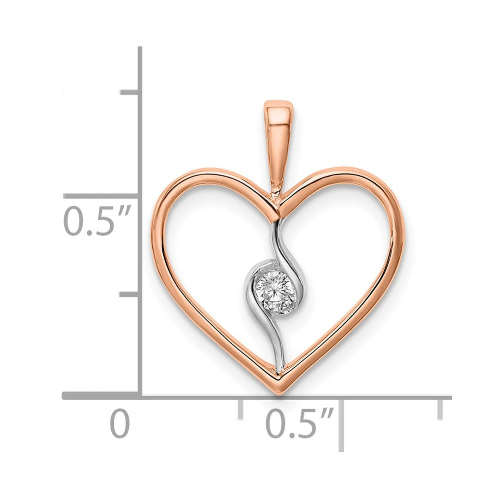 14K Bicolor Gold Herz-Anhänger mit echten Diamanten in Weiß und Rosé