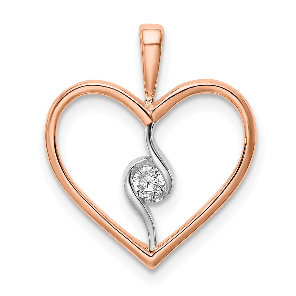 14K Bicolor Gold Herz-Anhänger mit echten Diamanten in Weiß und Rosé