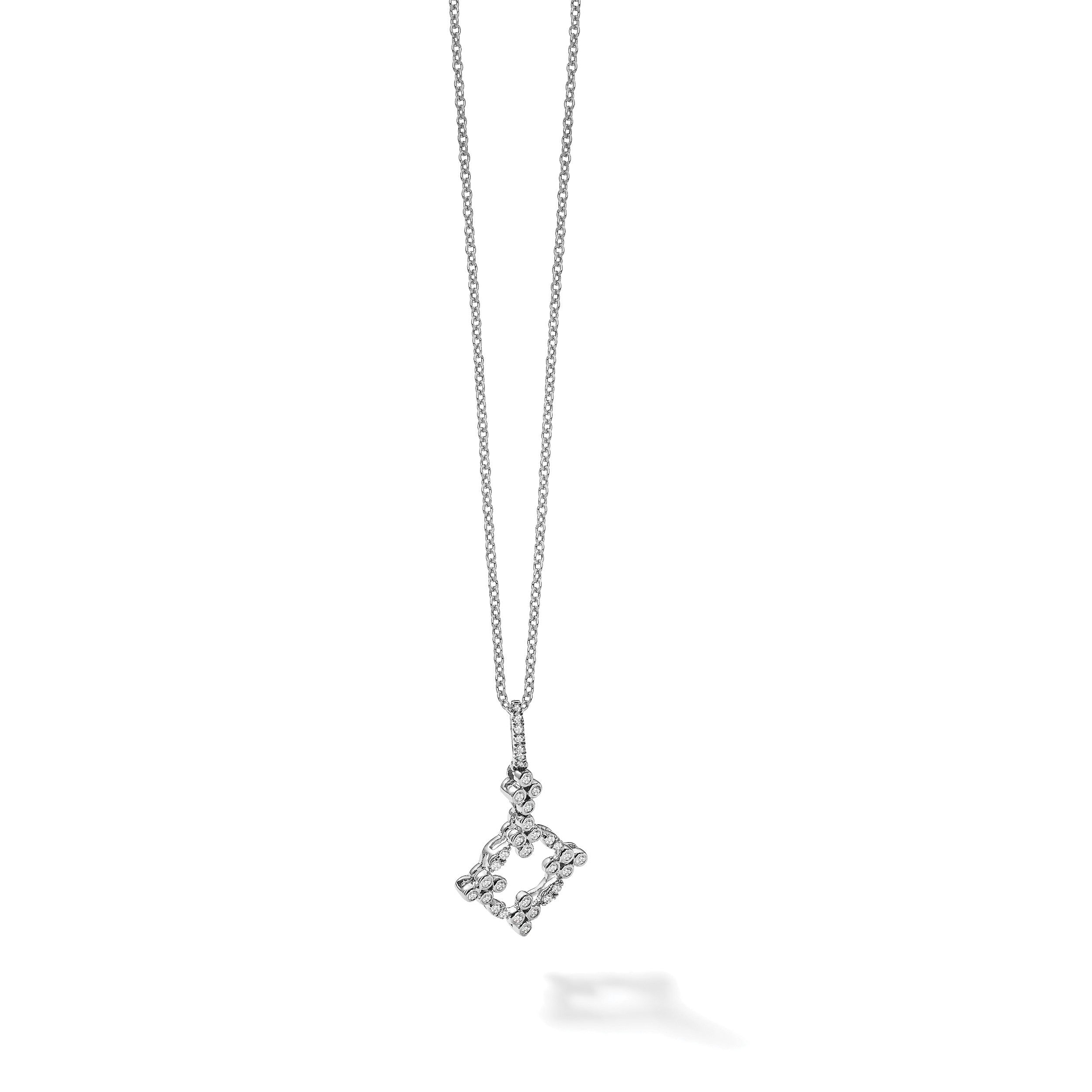 14K Weißgold True Origin 1/4 Karat Im Labor Gezüchtet Diamant Vs Def 18 Zoll Bloom Blumen Anhänger Halskette