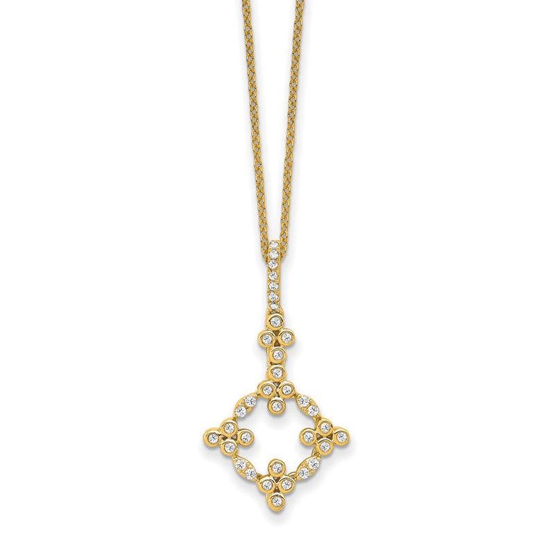 14K Gelbgold True Origin 1/4 Karat Im Labor Gezüchtet Diamant Vs Def 18 Zoll Bloom Blumen Anhänger Halskette