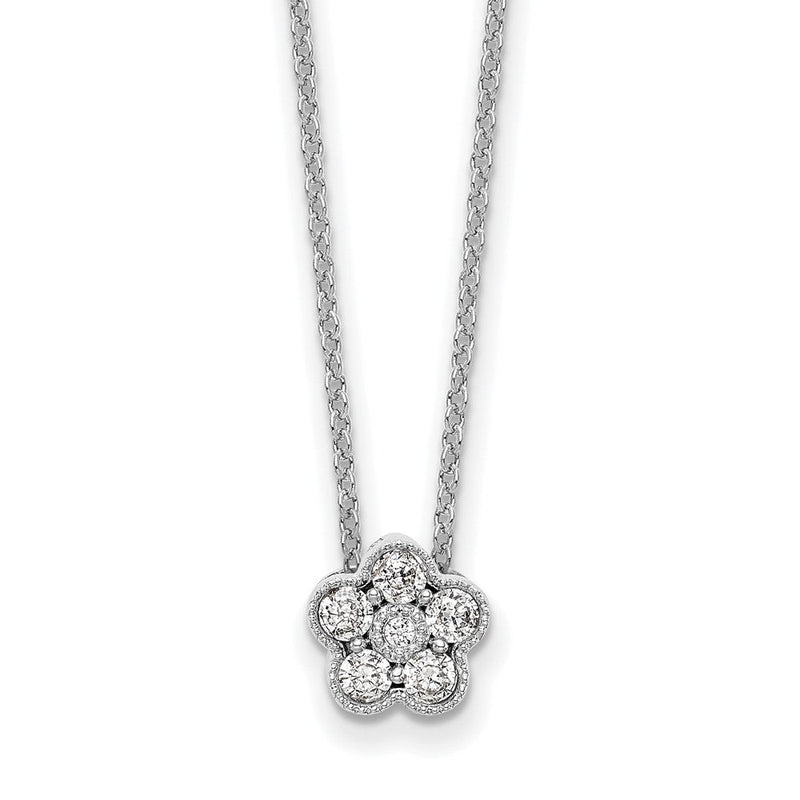 14K Weißgold True Origin 1/4 Karat Im Labor Gezüchtet Diamant Vs Def 18 Zoll Blumen Anhänger Halskette