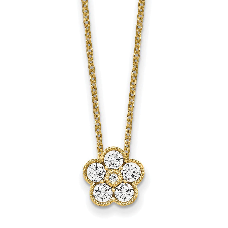 14K Gelbgold True Origin 1/2 Karat Im Labor Gezüchtet Diamant Vs Def 18 Zoll Blumen Anhänger Halskette