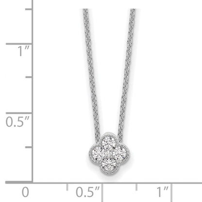 10 Karat Weißgold Halskette mit Anhänger, 0,25 ct. im Labor gezüchteten Diamanten VS/SI+ G+, Blüten-Design, 18 Zoll
