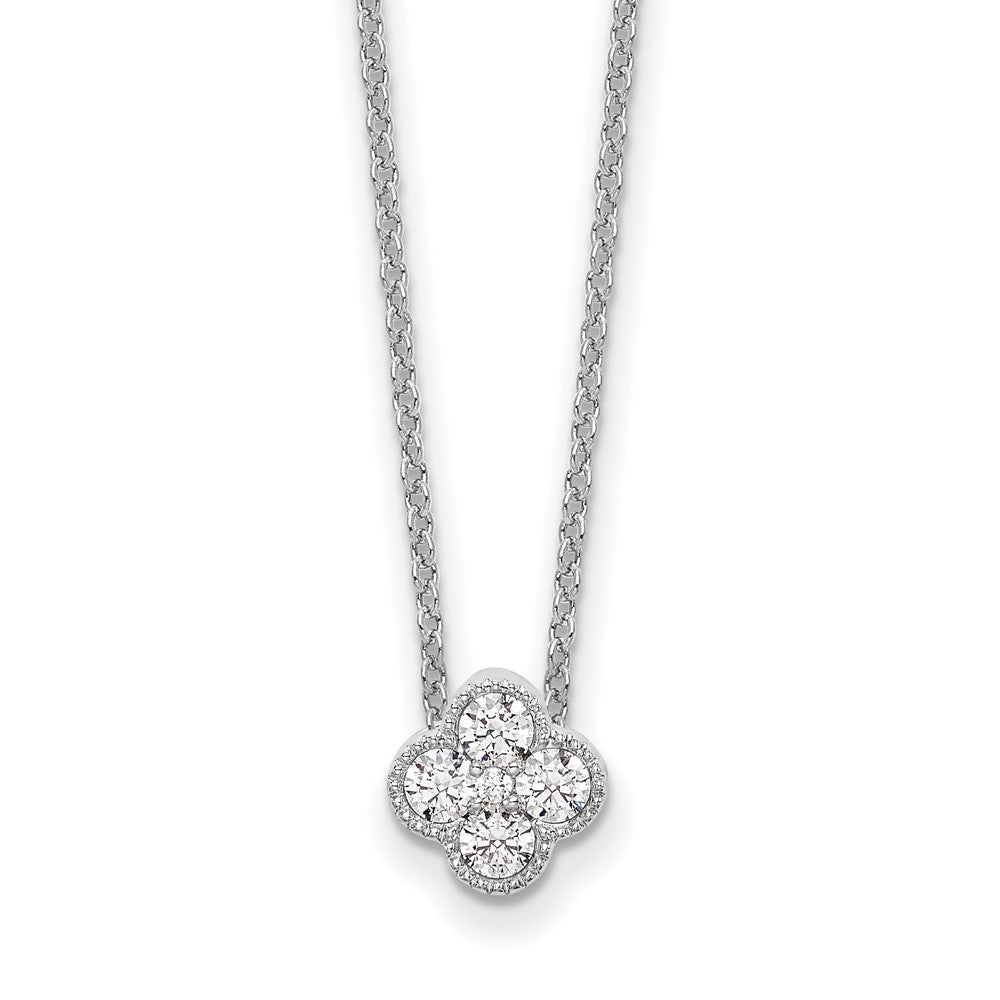 10 Karat Weißgold Halskette mit Anhänger, 0,25 ct. im Labor gezüchteten Diamanten VS/SI+ G+, Blüten-Design, 18 Zoll