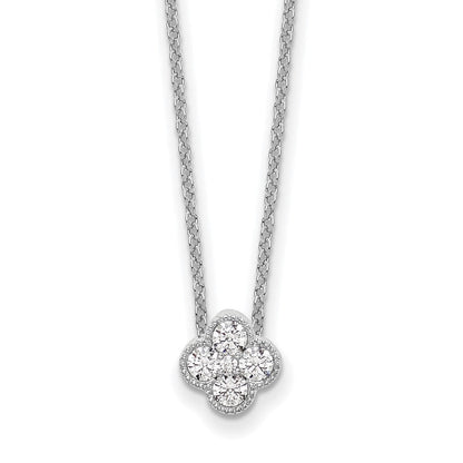 10 Karat Weißgold Halskette mit Anhänger, 0,25 ct. im Labor gezüchteten Diamanten VS/SI+ G+, Blüten-Design, 18 Zoll