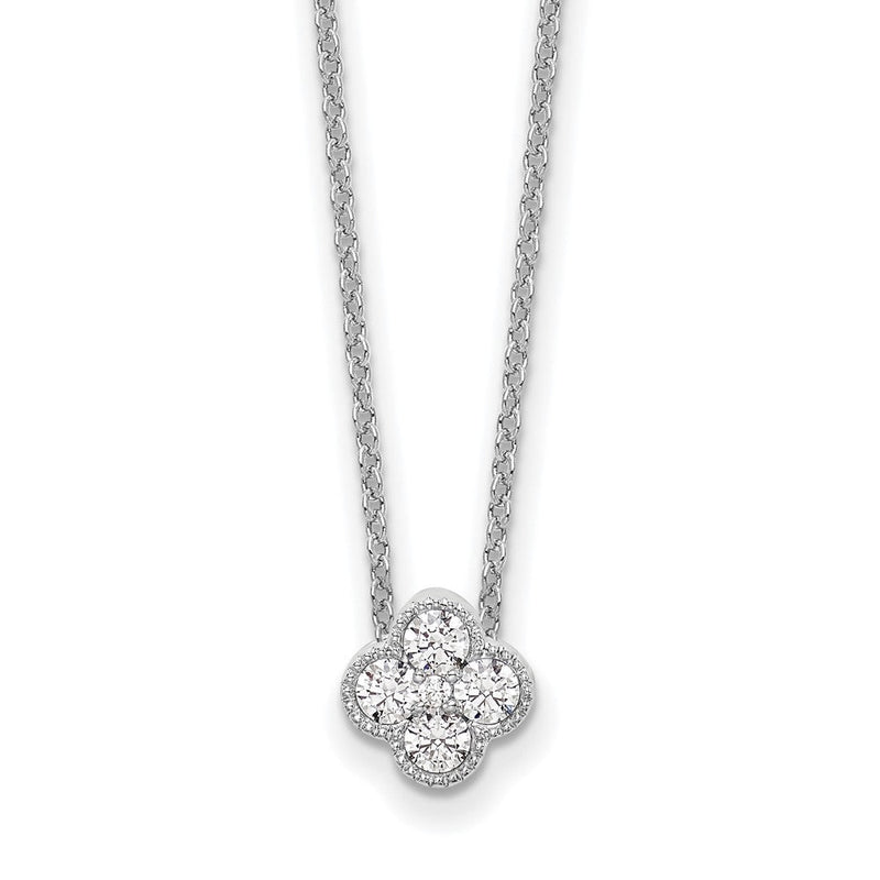 14K Weißgold 0,25 ct. Laborgezüchtete-Diamant VS/SI+ G+ 45,7 cm Blüten-Anhänger-Halskette