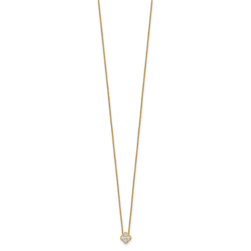 10K Gelbgold 0,25 ct. Laborgezüchteter Diamant VS/SI+ G+ 45 cm (18 Zoll) Blüten-Anhänger-Halskette