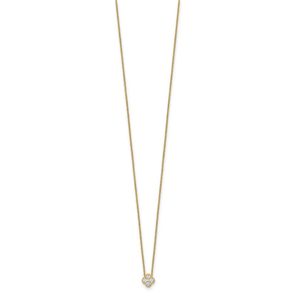 10K Gelbgold 0,25 ct. Laborgezüchteter Diamant VS/SI+ G+ 45 cm (18 Zoll) Blüten-Anhänger-Halskette