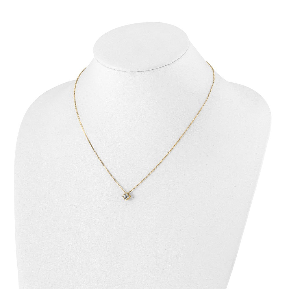 10K Gelbgold 0,25 ct. Laborgezüchteter Diamant VS/SI+ G+ 45 cm (18 Zoll) Blüten-Anhänger-Halskette