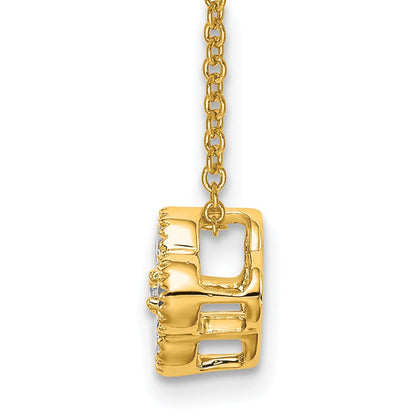 10K Gelbgold 0,25 ct. Laborgezüchteter Diamant VS/SI+ G+ 45 cm (18 Zoll) Blüten-Anhänger-Halskette
