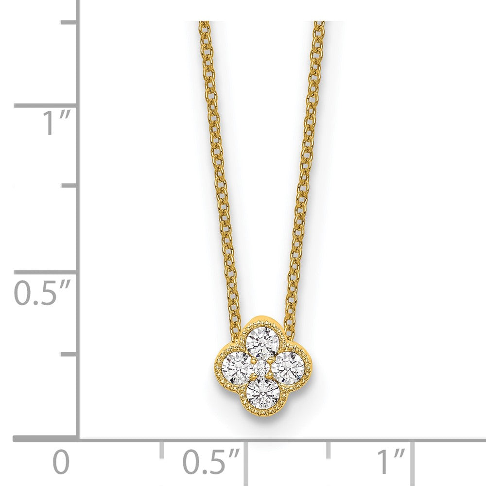 10K Gelbgold 0,25 ct. Laborgezüchteter Diamant VS/SI+ G+ 45 cm (18 Zoll) Blüten-Anhänger-Halskette