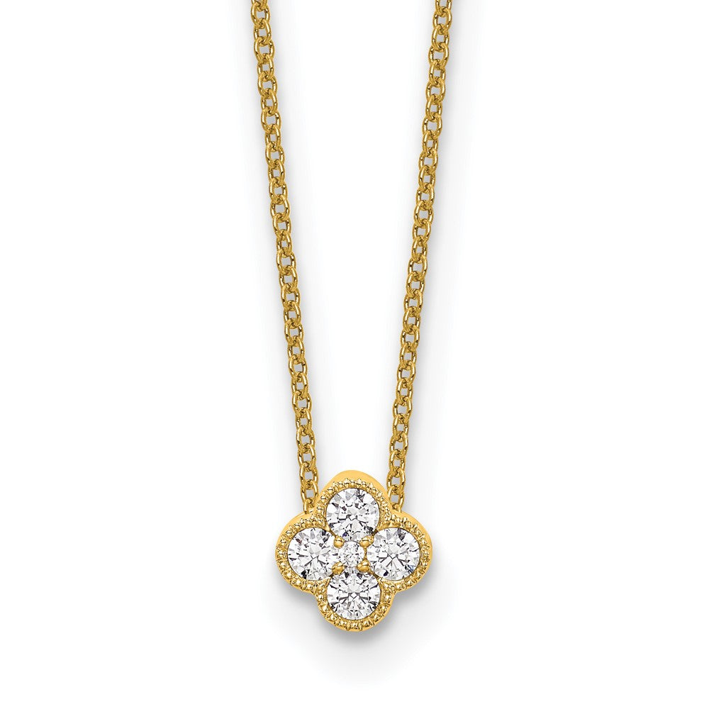14K Gelbgold 0,25 ct. Labor-Diamant VS/SI+ G+ 45,7 cm (18 Zoll) Blüten-Anhänger-Halskette