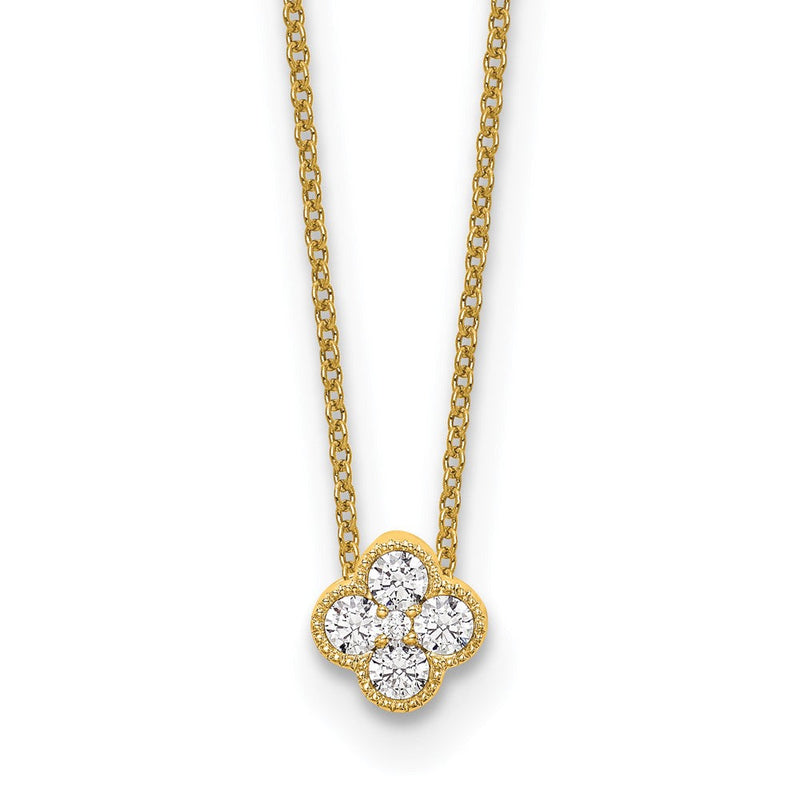 14K Gelbgold 0,25 ct. Labor-Diamant VS/SI+ G+ 45,7 cm (18 Zoll) Blüten-Anhänger-Halskette